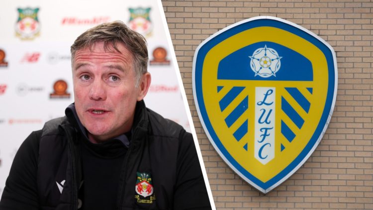 Wrexham boss Phil Parkinson speaks to the media. The official club badge of Leeds United.