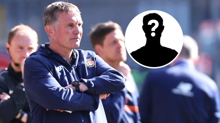 Wrexham boss Phil Parkinson looks on against Halifax Town. Inset, a mystery player icon