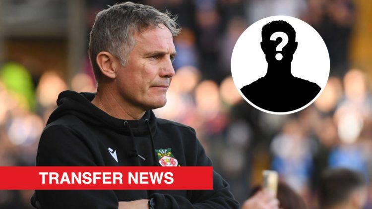 Wrexham boss Phil Parkinson looks on against Notts County. Inset, a mystery player icon.