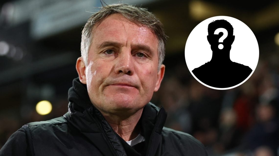 Wrexham boss Phil Parkinson looks on against Milton Keynes Dons. Inset, a mystery player icon.