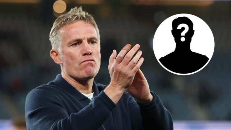 Wrexham boss Phil Parkinson. Inset, a mystery player icon.