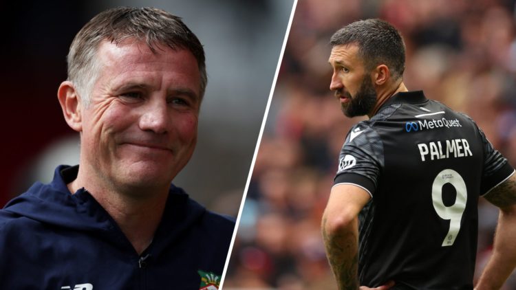 A split image of Wrexham boss Phil Parkinson (L) and Wrexham striker Ollie Palmer (R)