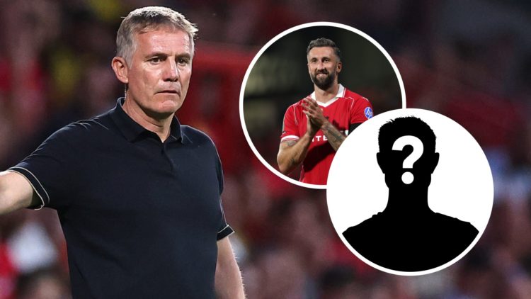 Phil Parkinson the head coach / manager of Wrexham. Inset: Mystery player and Ollie Palmer of Wrexham