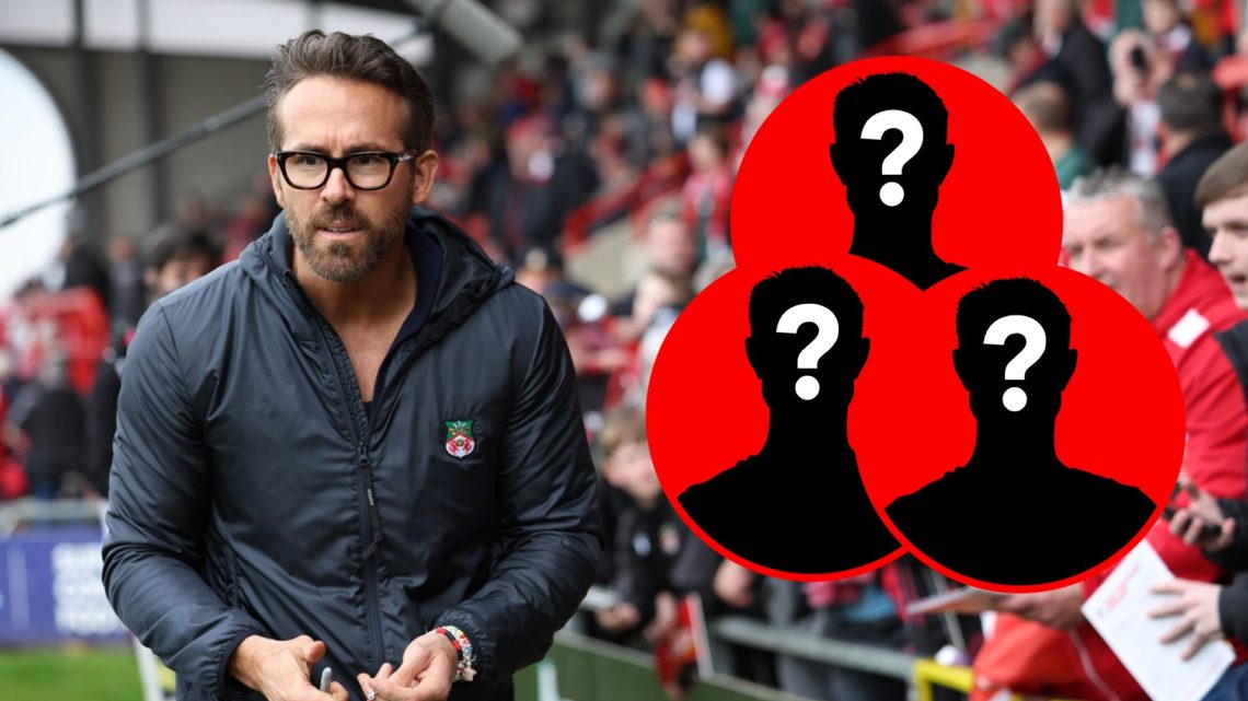 Ryan Reynolds signs autographs and has picture with fans ahead of the Vanarama National League match between Wrexham and Boreham Wood
