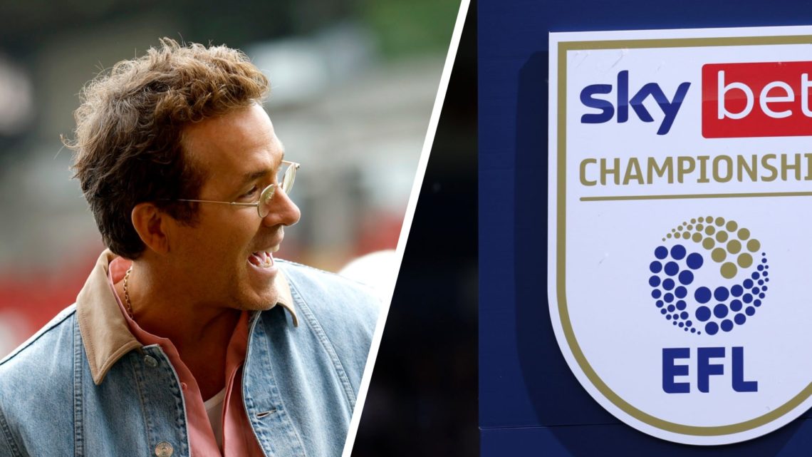 Ryan Reynolds before Wrexham AFC v West Bromwich Albion - Sky Bet Championship. The official logo of the EFL Championship.