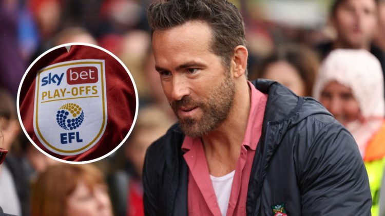 Ryan Reynolds the co-owner of Wrexham prior to the Sky Bet League Two match between Wrexham and Milton Keynes Dons. The official Sky Bet EFL Play O...