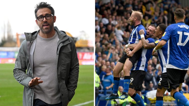 Ryan Reynolds speaks to the media ahead of the English FA Cup fourth round football match between Wrexham and Sheffield United. Barry Bannan celebr...