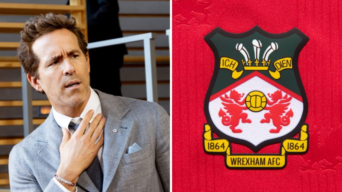 Ryan Reynolds is seen arriving to 'Another Simple Favor' screening. The official club badge of Wrexham AFC on a home shirt.