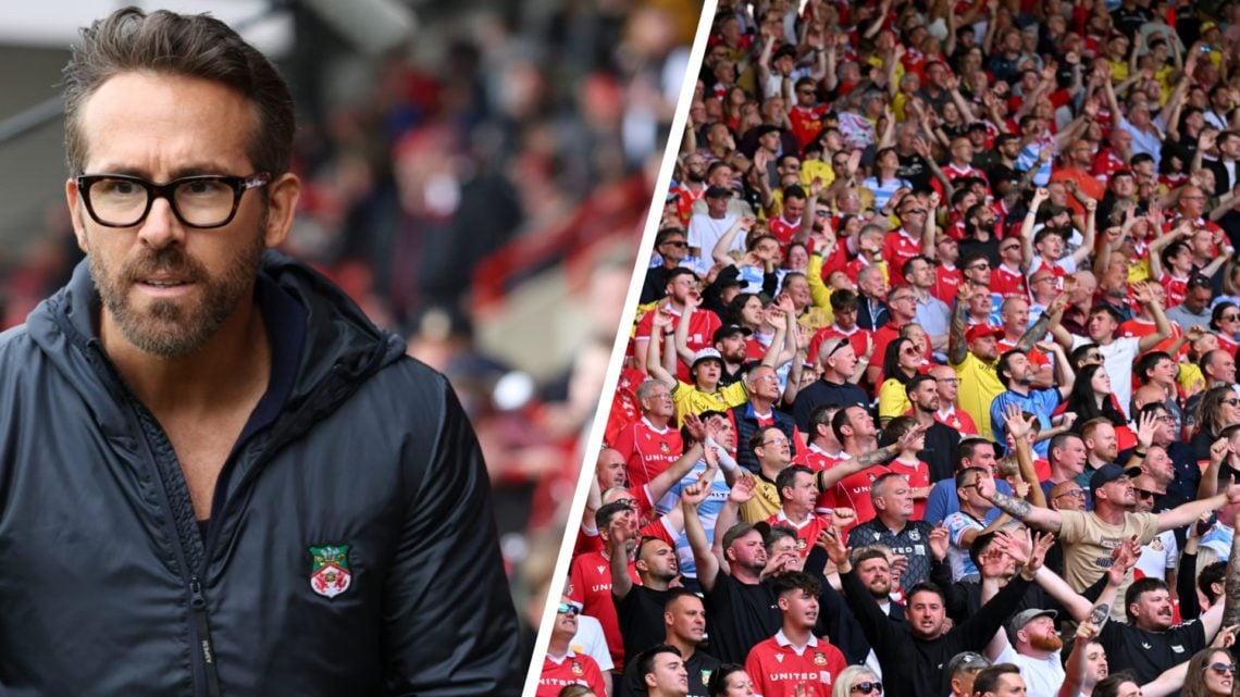 Ryan Reynolds signs autographs and has picture with fans ahead of the Vanarama National League match between Wrexham and Boreham Wood. Fans of Wrex...