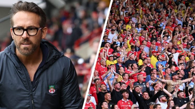 Ryan Reynolds signs autographs and has picture with fans ahead of the Vanarama National League match between Wrexham and Boreham Wood. Fans of Wrex...