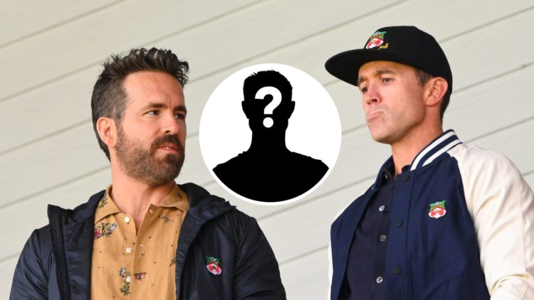 Ryan Reynolds and Rob McElhenney ahead of Wrexham v Notts County. Inset, a mystery player icon.