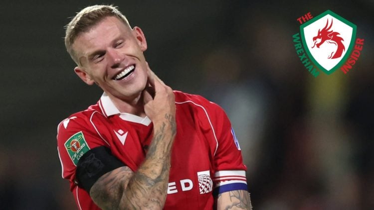 Wrexham player James McClean laughs during a game.