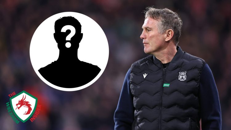 Wrexham manager Phil Parkinson stands on the touchline. Inset a picture of a mystery player.