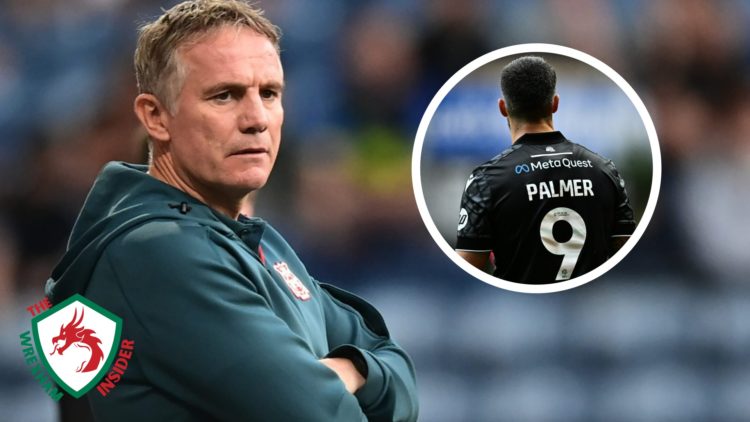 Wrexham manager Phil Parkinson stands on the touchline. Inset a picture of Wrexham striker Ollie Palmer in action.
