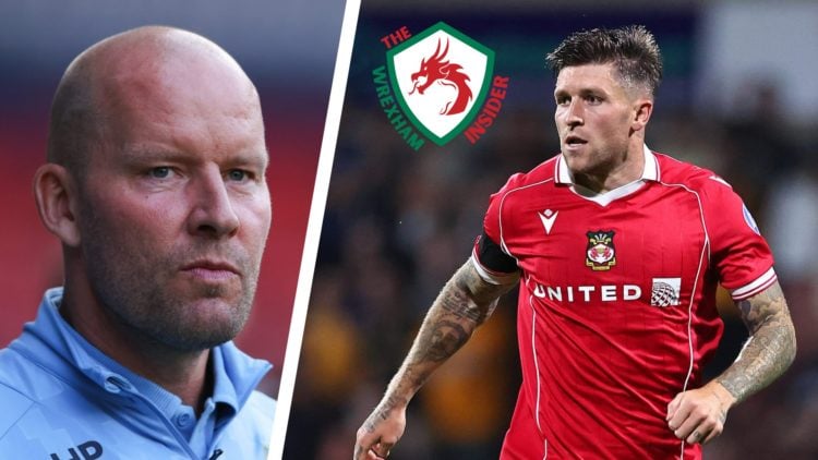 Split image of Sheffield Wednesday manager Henrik Pedersen and Wrexham striker Josh Windass in action.