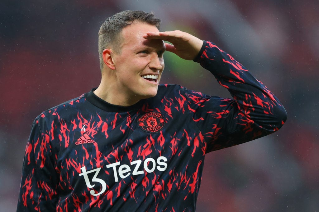 Manchester United defender Phil Jones looks on against Brentford