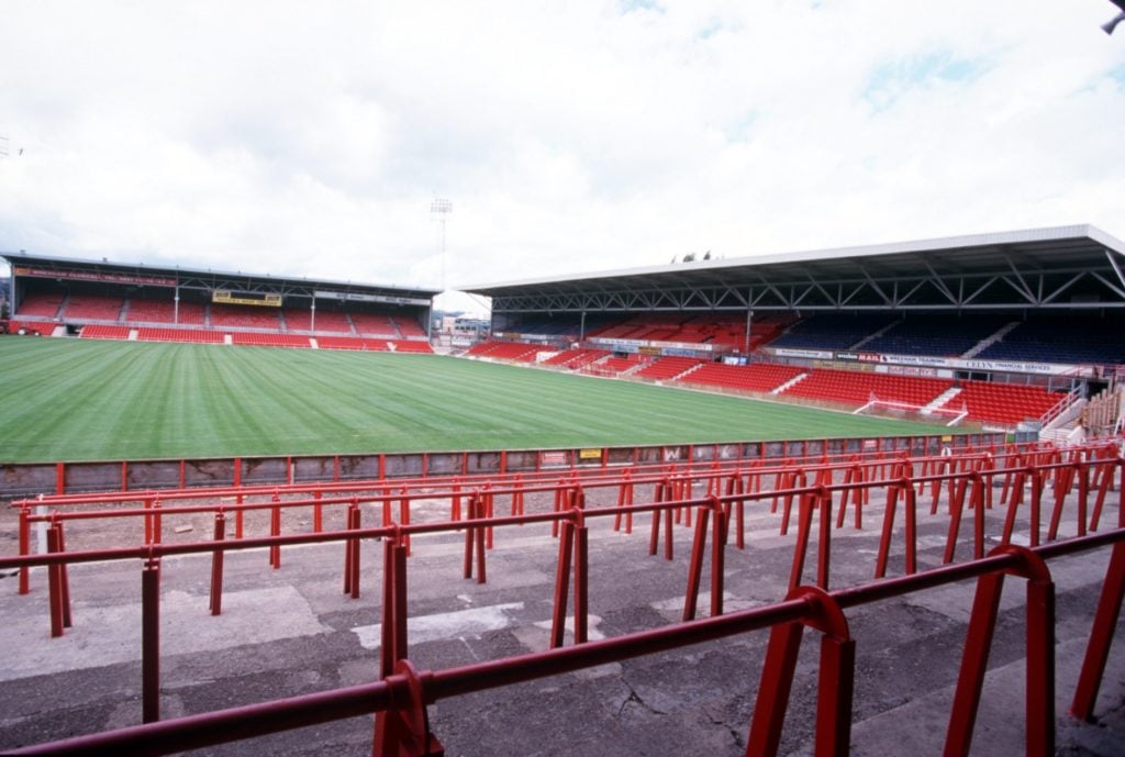 A general picture of Wrexham's ground The Racecourse Ground
