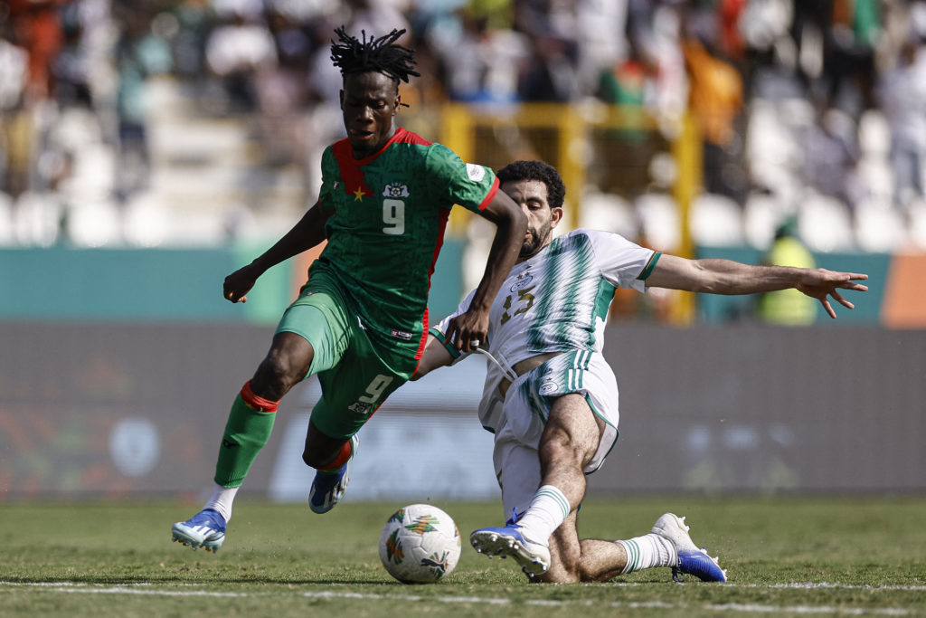 Issa Kabore in action for Burkina Faso against Algeria.