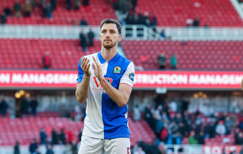 Dominic Hyam applauds fans after Middlesbrough v Blackburn Rovers