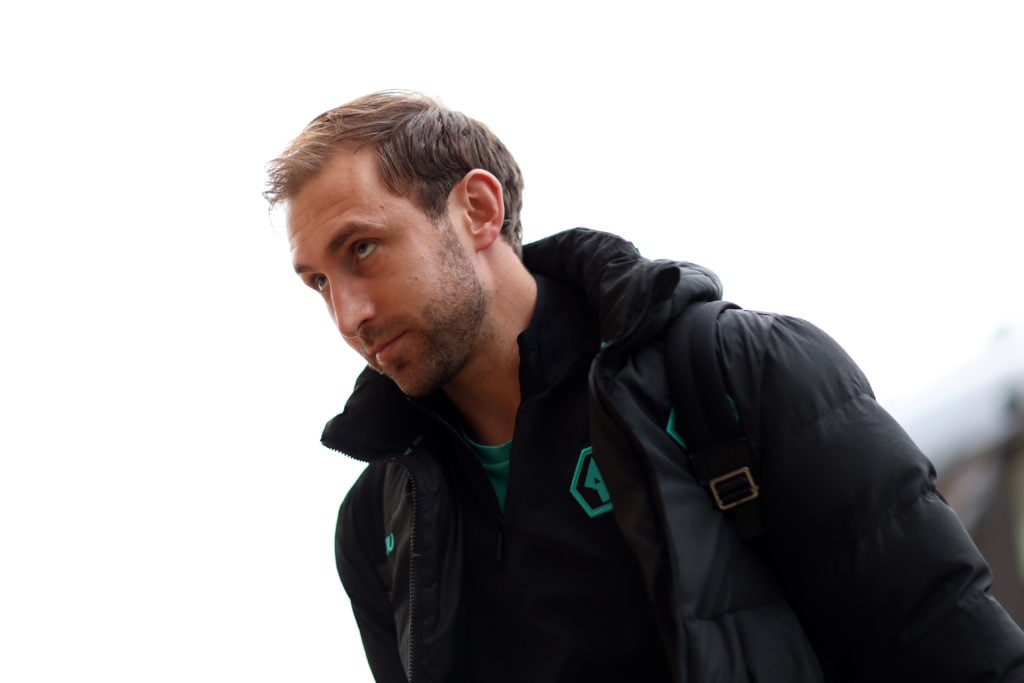 Craig Dawson of Wolverhampton Wanderers arrives