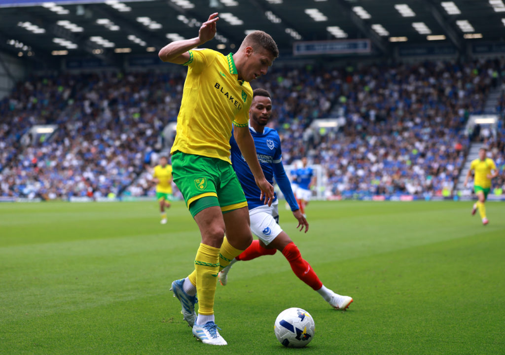 Jakov Medic of Norwich City against Portsmouth