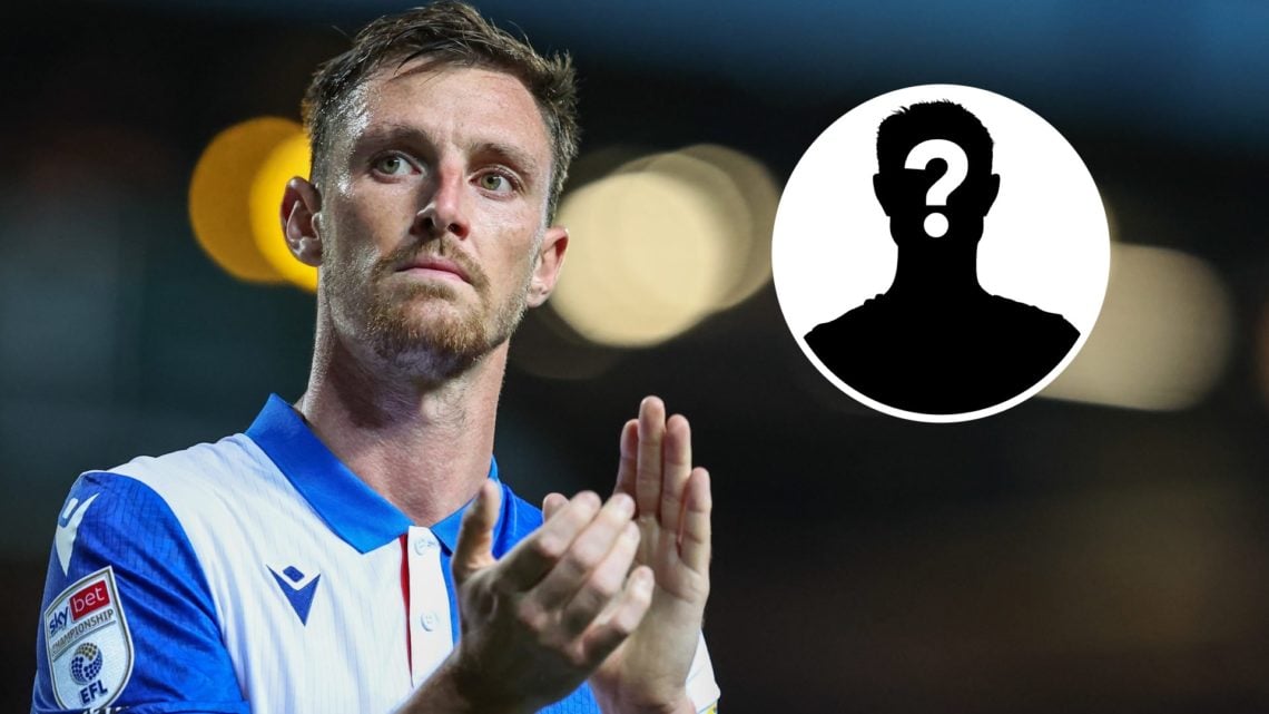Dominic Hyam applauding Blackburn Rovers fans. Inset, a mystery player icon.