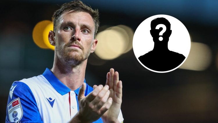 Dominic Hyam applauding Blackburn Rovers fans. Inset, a mystery player icon.