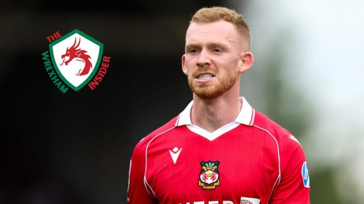 Wrexham player Lewis O'Brien in action.