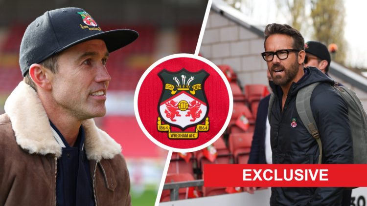 Rob McElhenney during Wrexham v Notts County - Vanarama National League. Ryan Reynolds before Wrexham v Boreham Wood - Vanarama National League. Th...