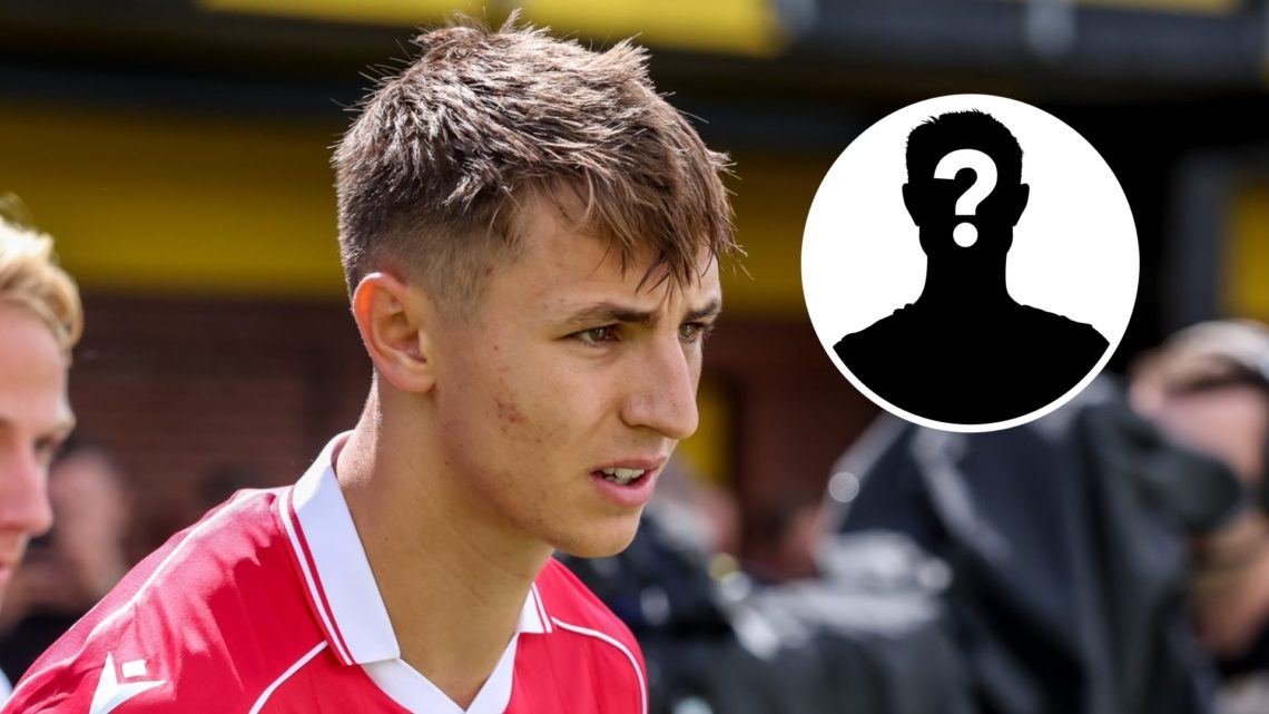 Wrexham defender Max Cleworth looks on against Groningen. Inset, a mystery player icon