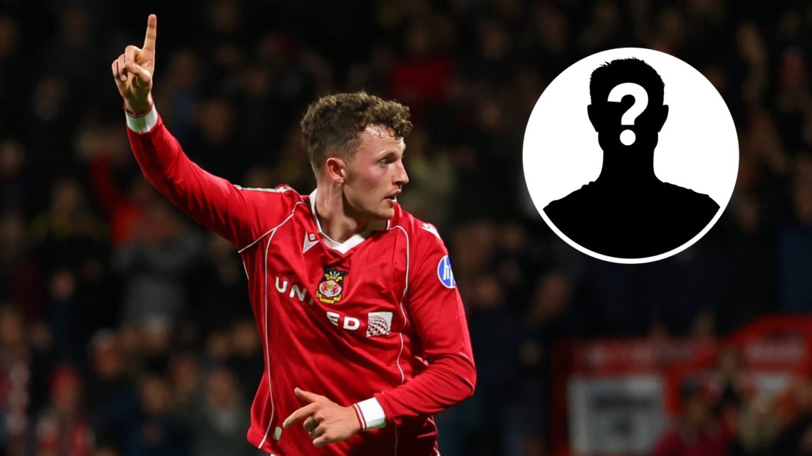 Wrexham's Nathan Broadhead celebrates against Reading. Inset, a mystery player icon