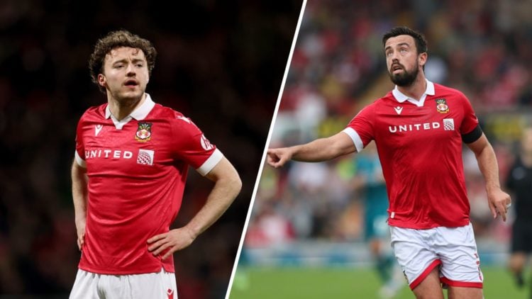A split image Wrexham midfielder Ollie Rathbone (L) and Wrexham defender Eoghan O'Connell (R)