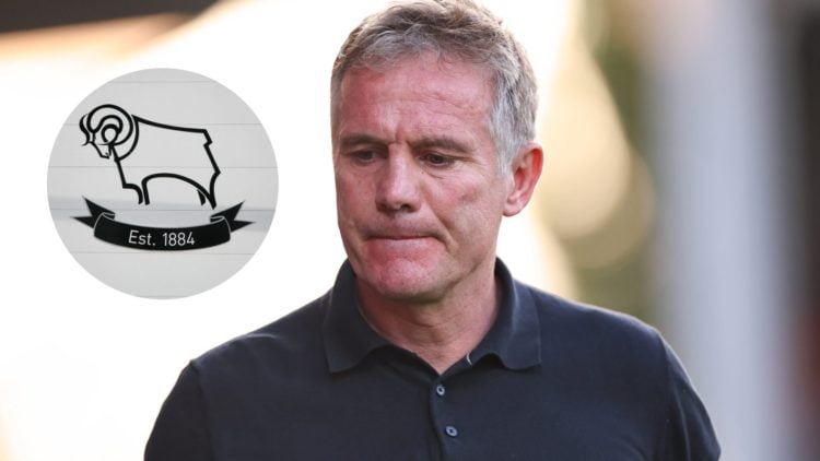 Phil Parkinson, the manager of Wrexham. Derby County badge