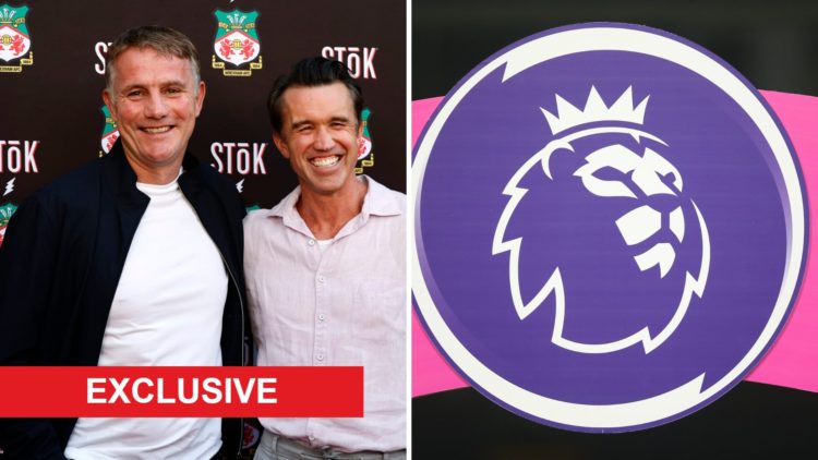 Phil Parkinson and Rob McElhenney at the "Welcome to Wrexham: Wrex Coast Tour" kick-off party. Premier League logo during Chelsea U18 v Manchester ...