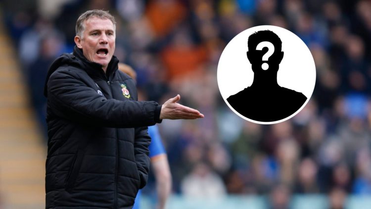 Wrexham boss Phil Parkinson looks on against Shrewsbury Town. Inset, a mystery player icon