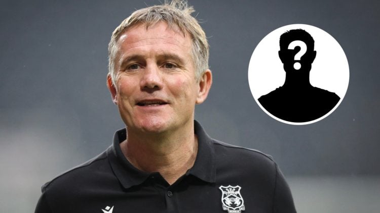 Wrexham boss Phil Parkinson looks on against Shrewsbury Town. Inset, a mystery player icon.