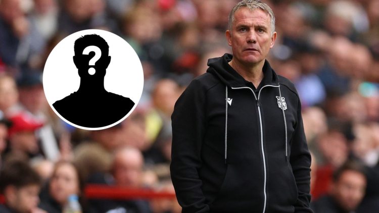 Wrexham boss Phil Parkinson looks on against Charlton Athletic. Inset, a mystery player icon.