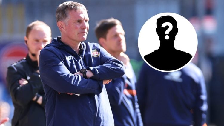 Wrexham boss Phil Parkinson looks on against Halifax Town. Inset, a mystery player icon