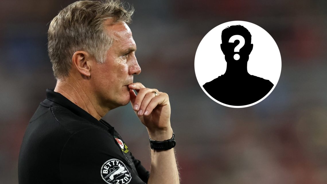 Wrexham boss Phil Parkinson looks on. Inset, a mystery player icon