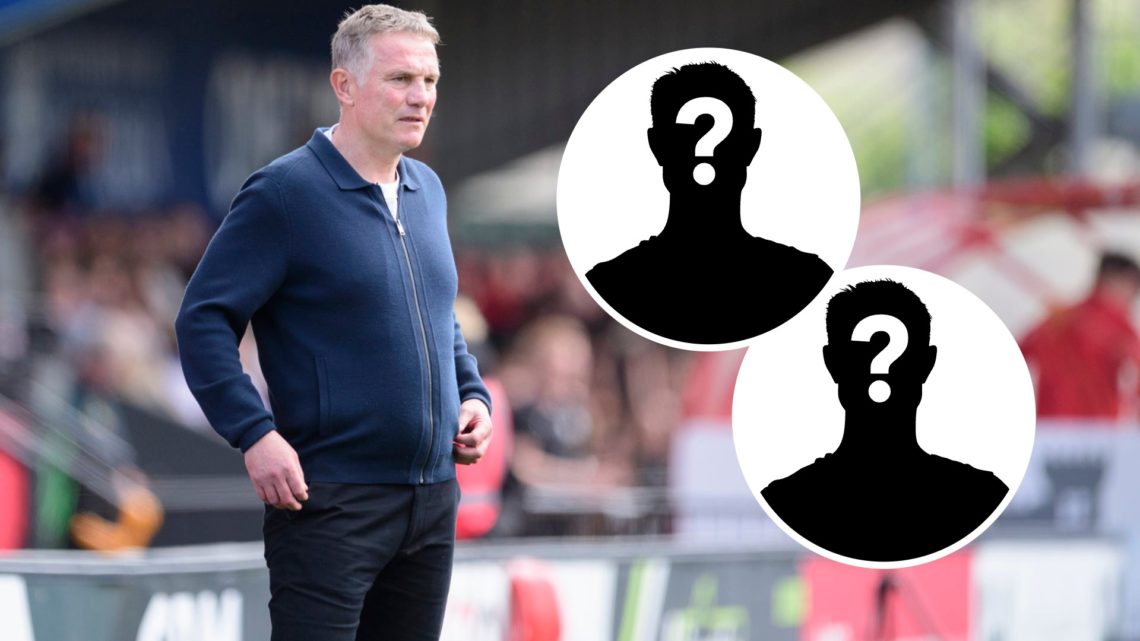 Wrexham boss Phil Parkinson looks on against Lincoln City. Inset, two mystery player icons