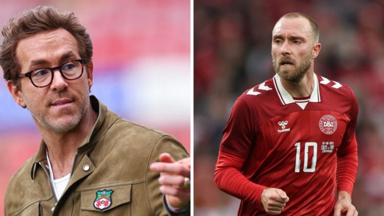 Ryan Reynolds co-owner of Wrexham (left), Christian Eriksen of Denmark seen (right)