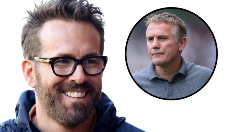 Ryan Reynolds, Owner of Wrexham smiles. Inset: Phil Parkinson Wrexham Manager
