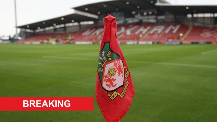 A general view of a Wrexham corner flag before Wrexham AFC v Shrewsbury Town FC in the Sky Bet League One clash.