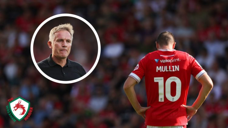 Wrexham striker Paul Mullin in action. Inset a picture of Wrexham manager Phil Parkinson.