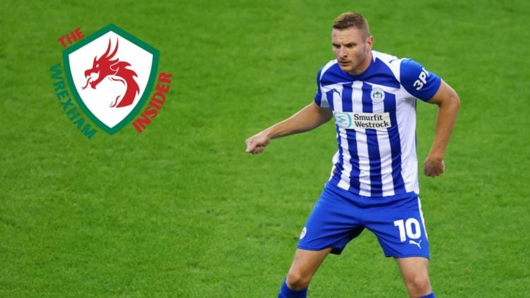 Wigan Athletic striker Paul Mullin in action.