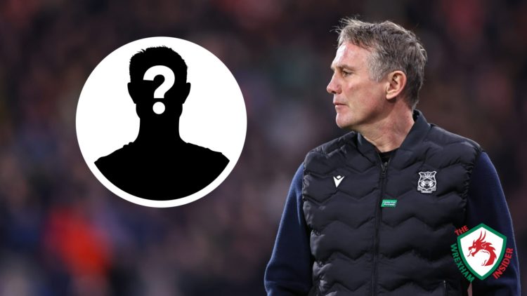 Wrexham manager Phil Parkinson stands on the touchline. Inset a picture of a mystery player.