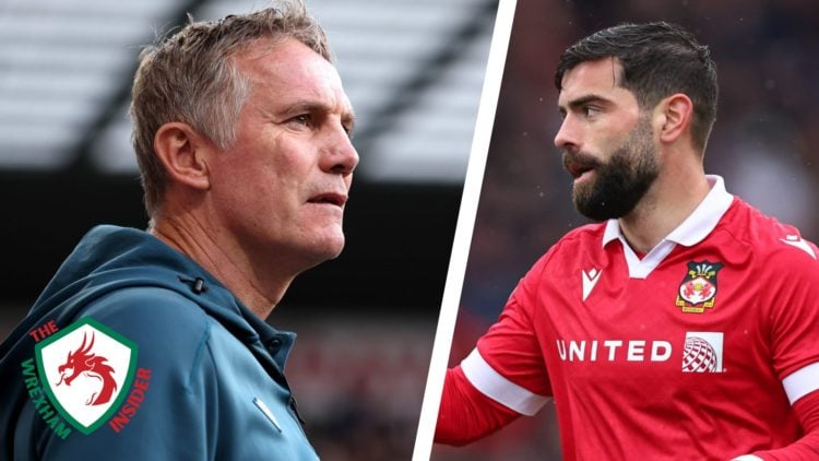 Split image of Wrexham manager Phil Parkinson and Wrexham player Elliot Lee in action.
