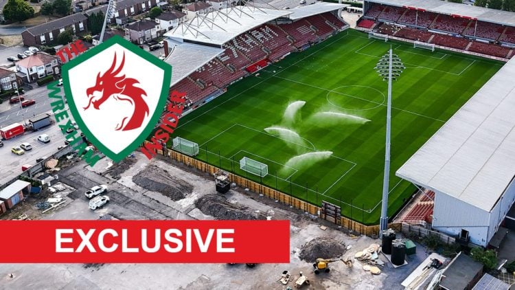A birds eye view of Wrexham's Racecourse Ground.