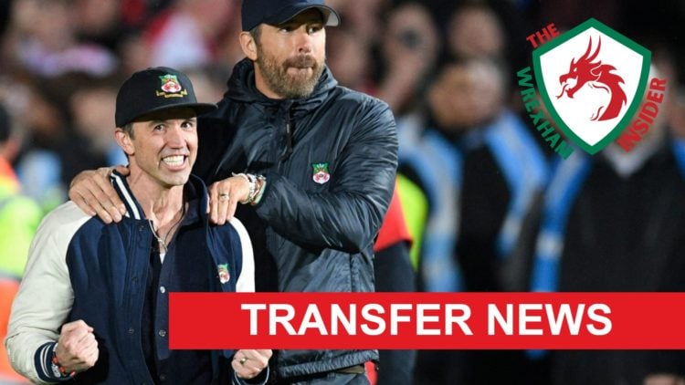 Wrexham co-owners Ryan Reynolds and Rob Mac celebrate promotion.
