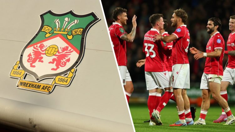 General view outside the stadium ahead of the Carabao Cup Third Round match between Wrexham and Reading at Racecourse Ground. Nathan Broadhead cele...